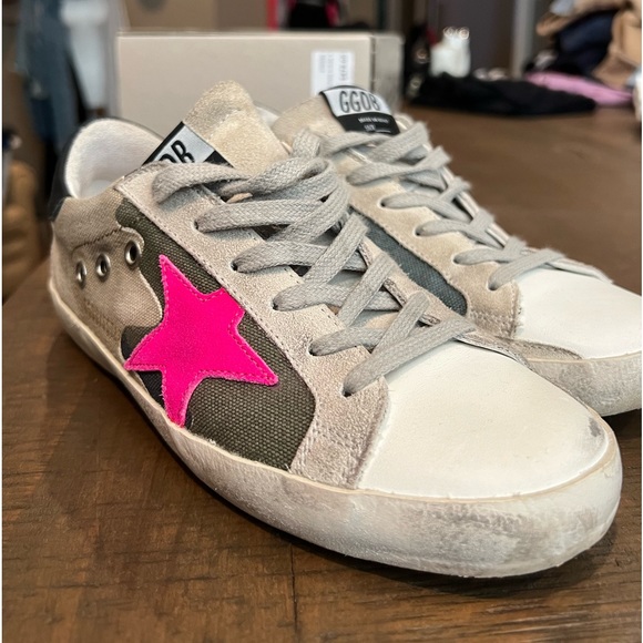 Golden goose superstar, camouflage, fuchsia star suede heel - size 36 - Picture 1 of 9